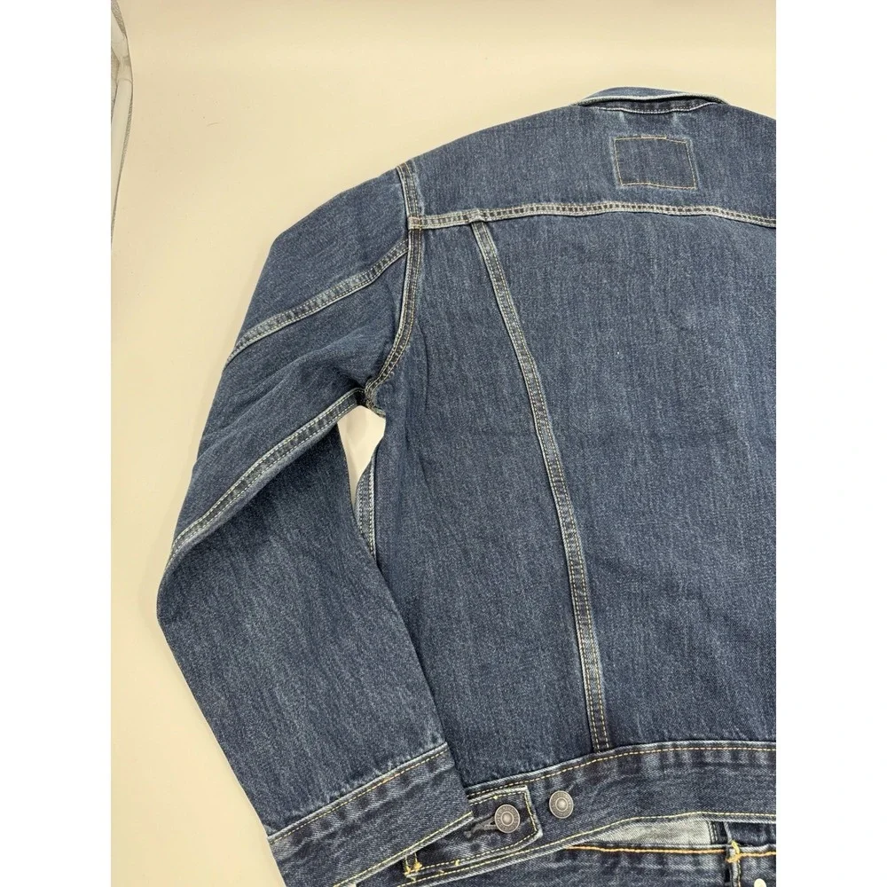 Levi Strauss & Co Mens Dark Wash Denim Trucker Jacket Classic Fit Size Small - Picture 12 of 16